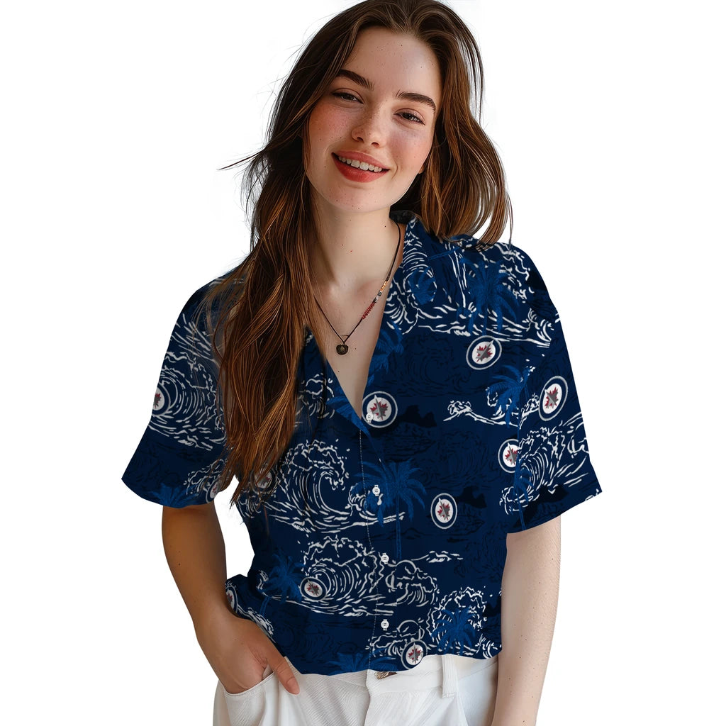 Winnipeg Jets Hawaiian Shirt - Wave Palm | Moonbestprint