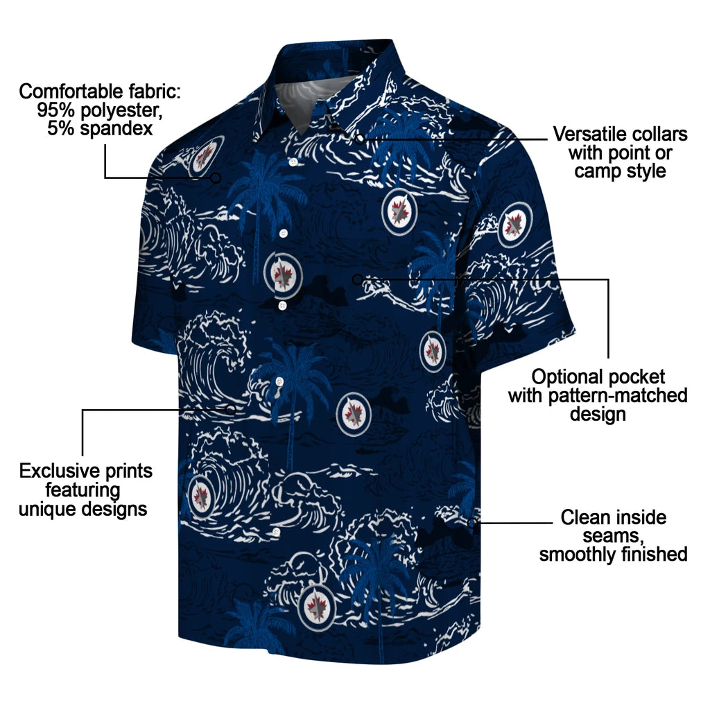 Winnipeg Jets Hawaiian Shirt - Wave Palm | Moonbestprint