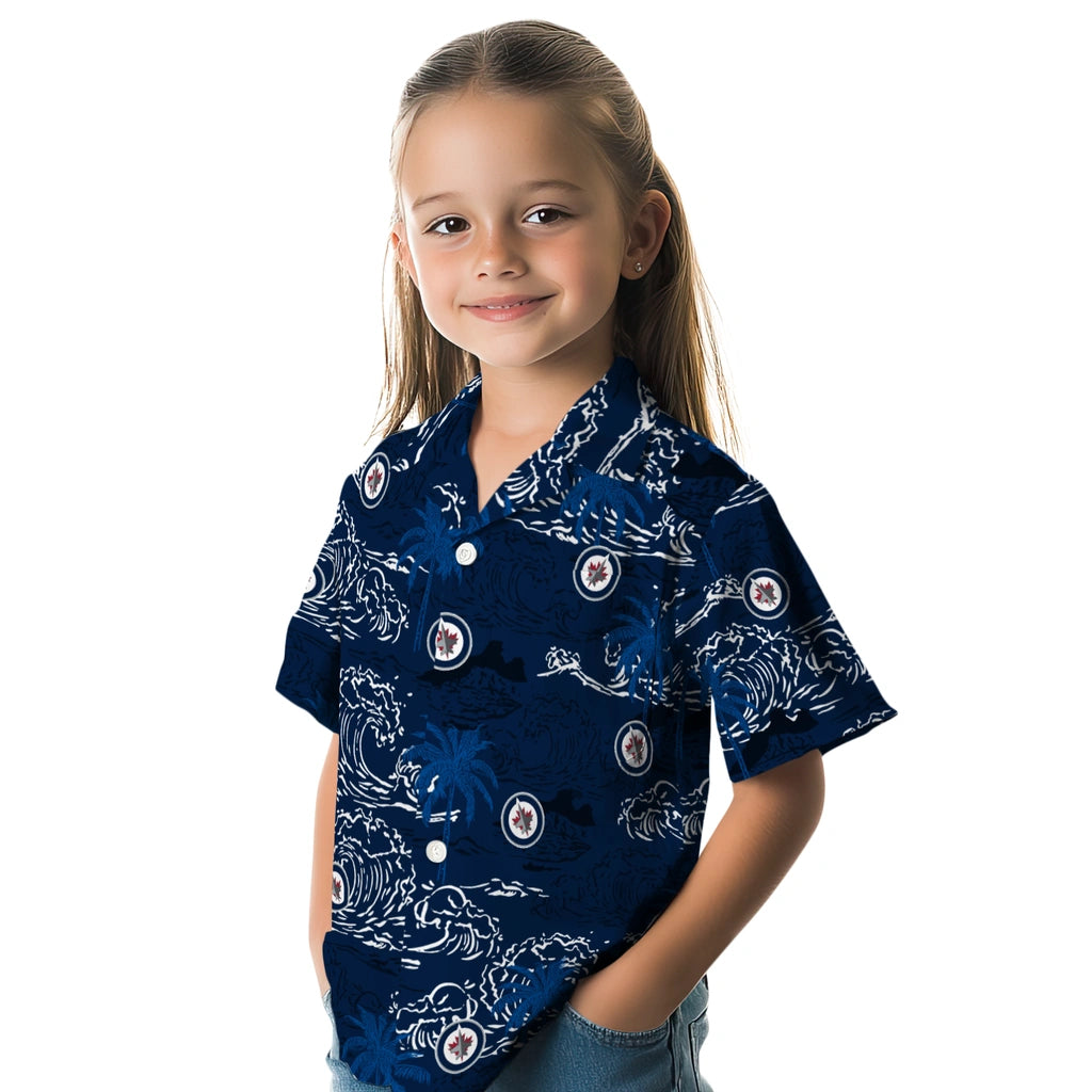 Winnipeg Jets Hawaiian Shirt - Wave Palm | Moonbestprint