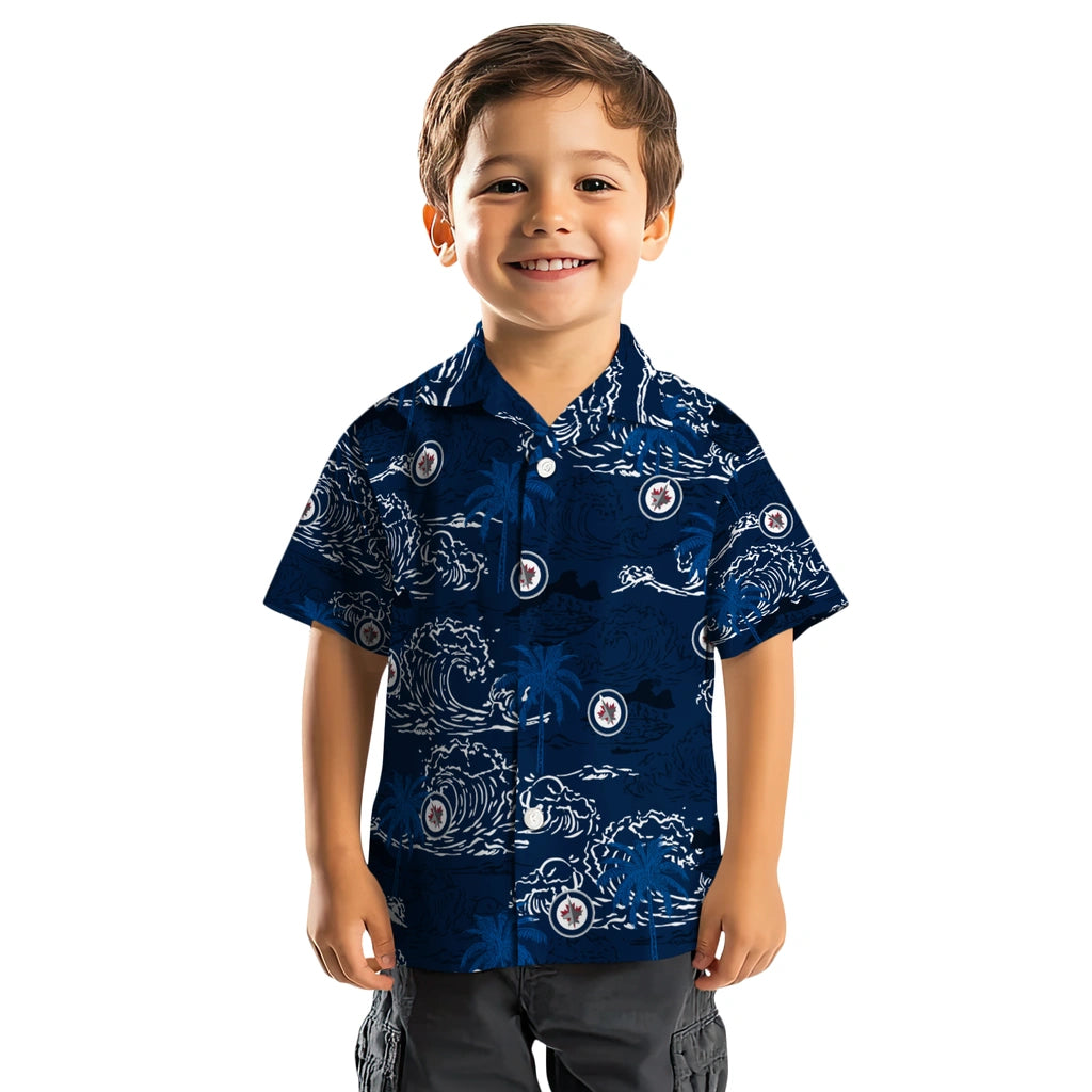 Winnipeg Jets Hawaiian Shirt - Wave Palm | Moonbestprint