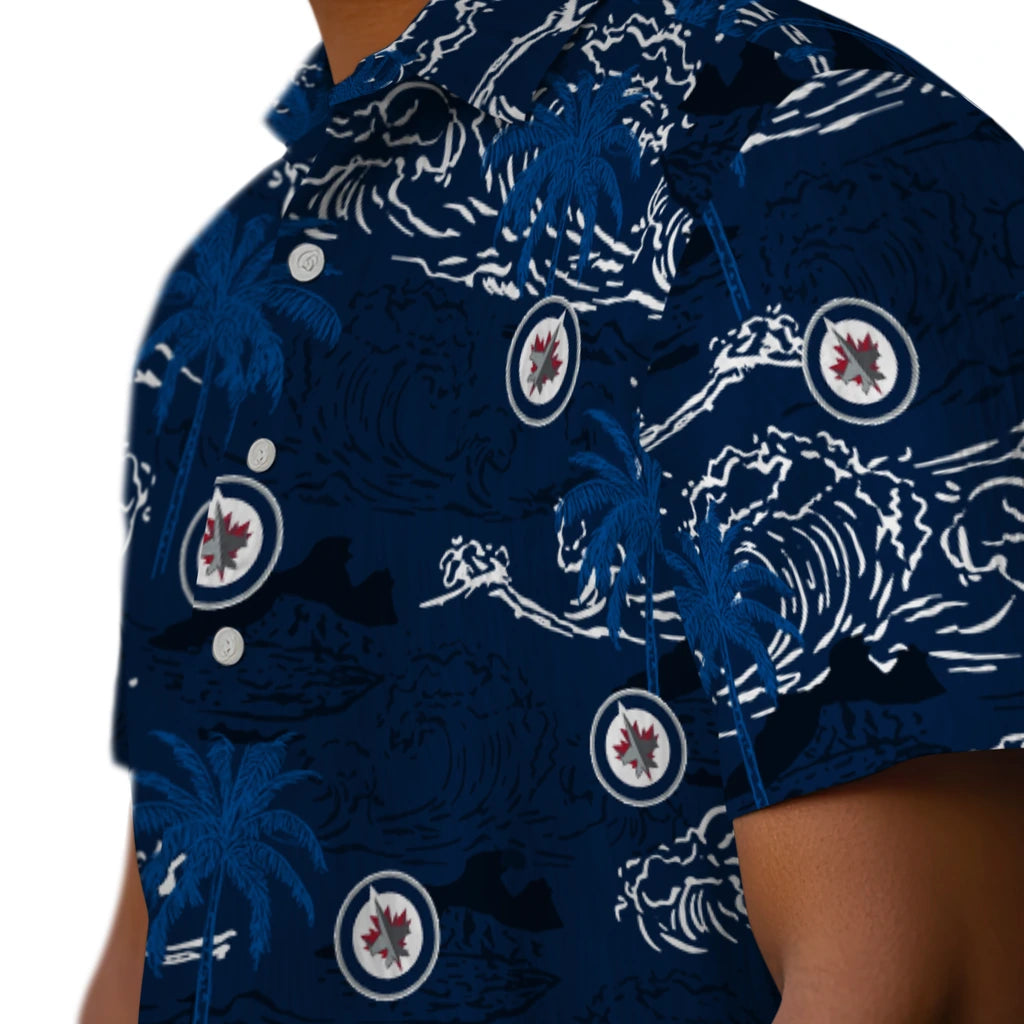 Winnipeg Jets Hawaiian Shirt - Wave Palm | Moonbestprint