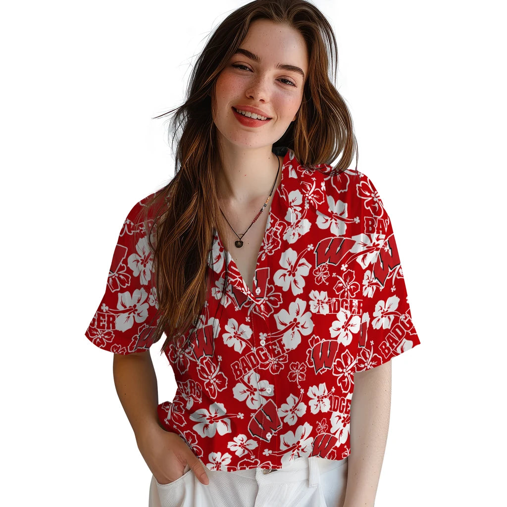 Wisconsin Badgers Hibiscus Bloom Hawaiian Shirt – Moonbestprint