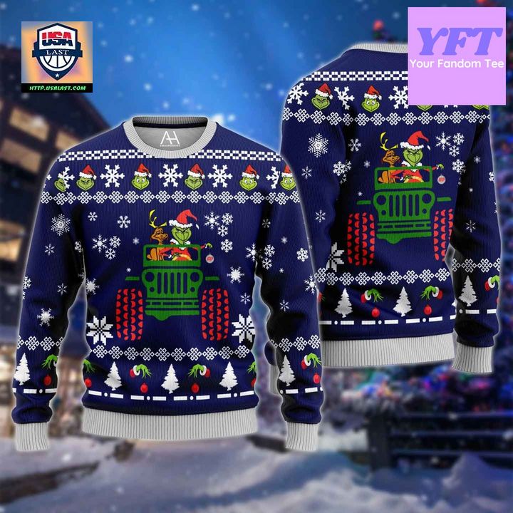 With Dog Driving Jeep Jeep The Grinch 3d Ugly Christmas Sweater ? Usalast