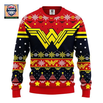 Wonder Woman Red Yellow Ugly Christmas Sweater Amazing Gift Idea Thanksgiving Gift ? Usalast