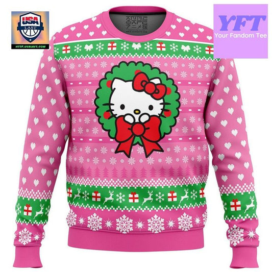 Wreath Disney Hello Kitty 3d Ugly Christmas Sweater ? Usalast