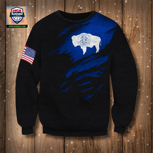 Wyoming Flag And American Flag Sweater Wyoming State Flag Us Flag Logo Patriot Gift For Him ? Usalast