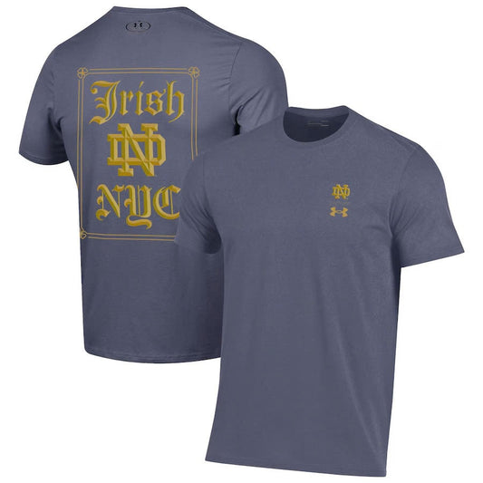Navy Notre Dame Fighting Irish 2024 Shamrock Series Logo Performance Shirt Moonbestprint