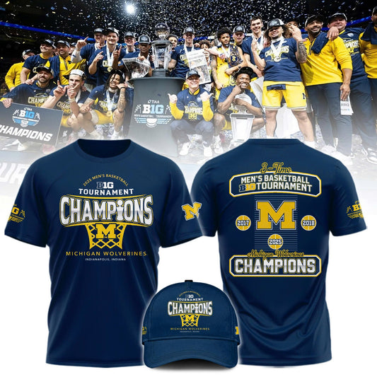 Michigan Wolverines 2025 Big Ten Men's Basketball Conference Tournament Champions Locker Room Shirt Limited Edition Moonbestprint