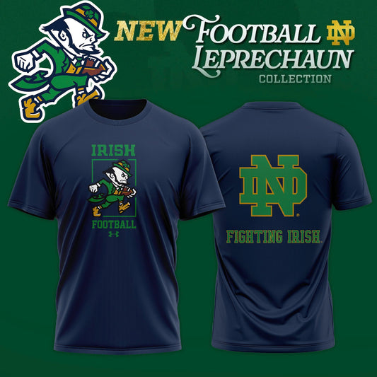 Notre Dame Fighting Irish Football Leprechaun Limited Editions T-Shirt Navy Moonbestprint