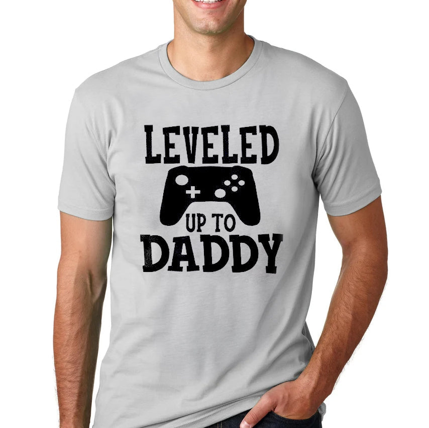 Gift For Expecting Dad - Leveled Up To Daddy - T shirt - Qttrendycustom