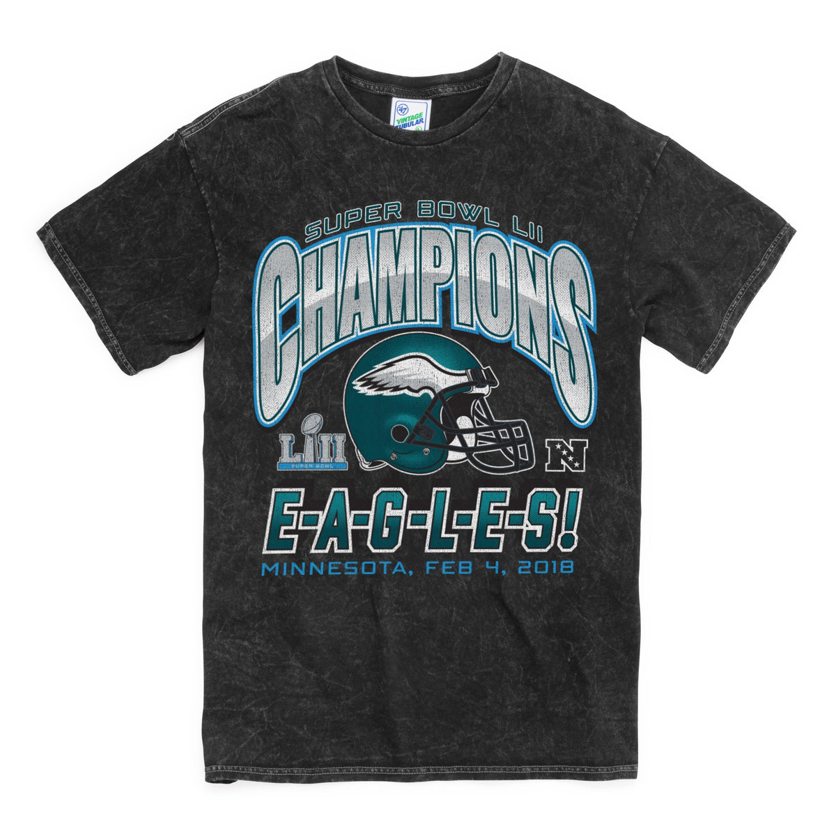 Philadelphia Eagles SB Gridiron Rocker '47 Vintage Tubular Tee, 2x / Flint Black / A | '47 Brand