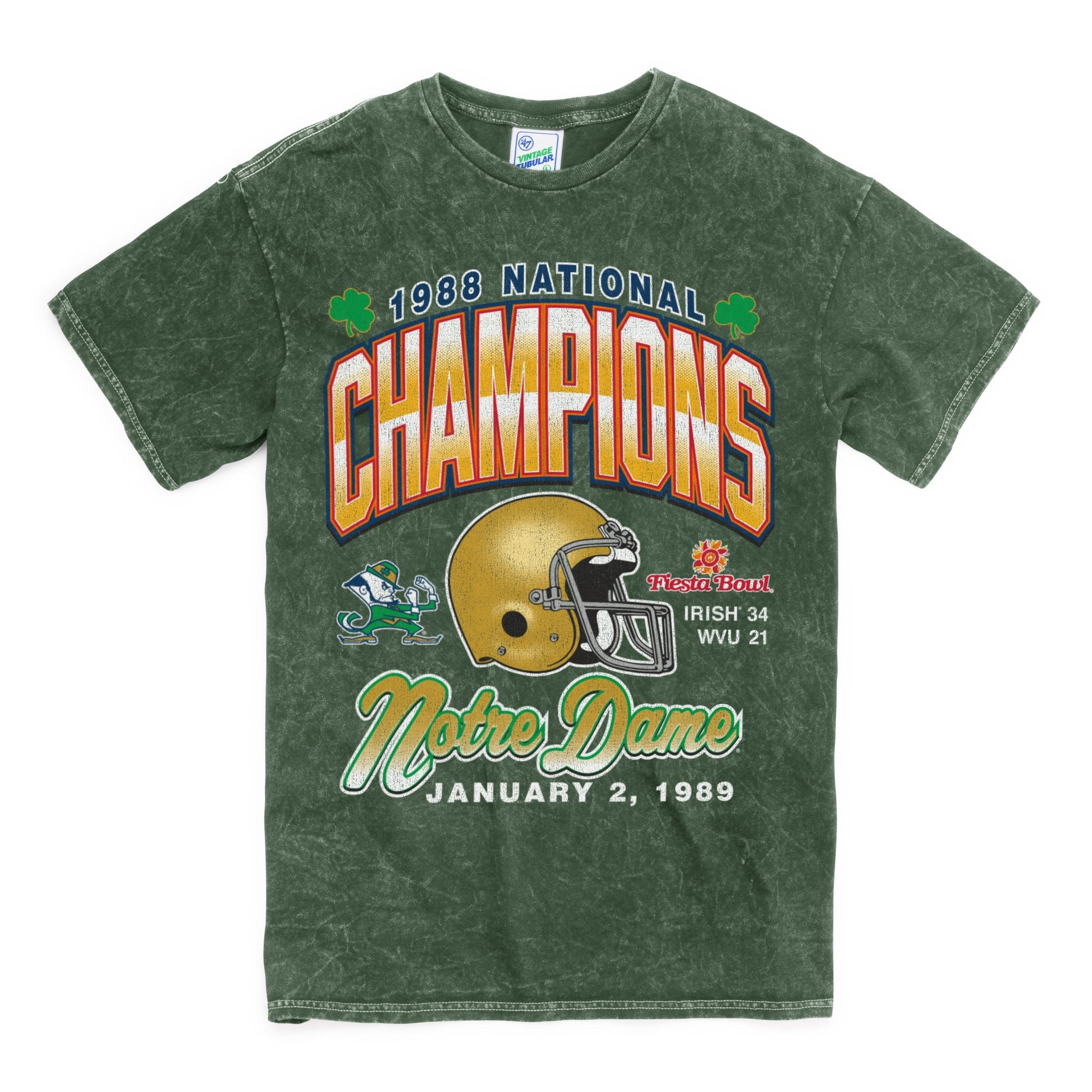 NOTRE DAME FIGHTING IRISH 1988 NATIONAL CHAMPS ROCKER  VINTAGE TUBULAR TEE