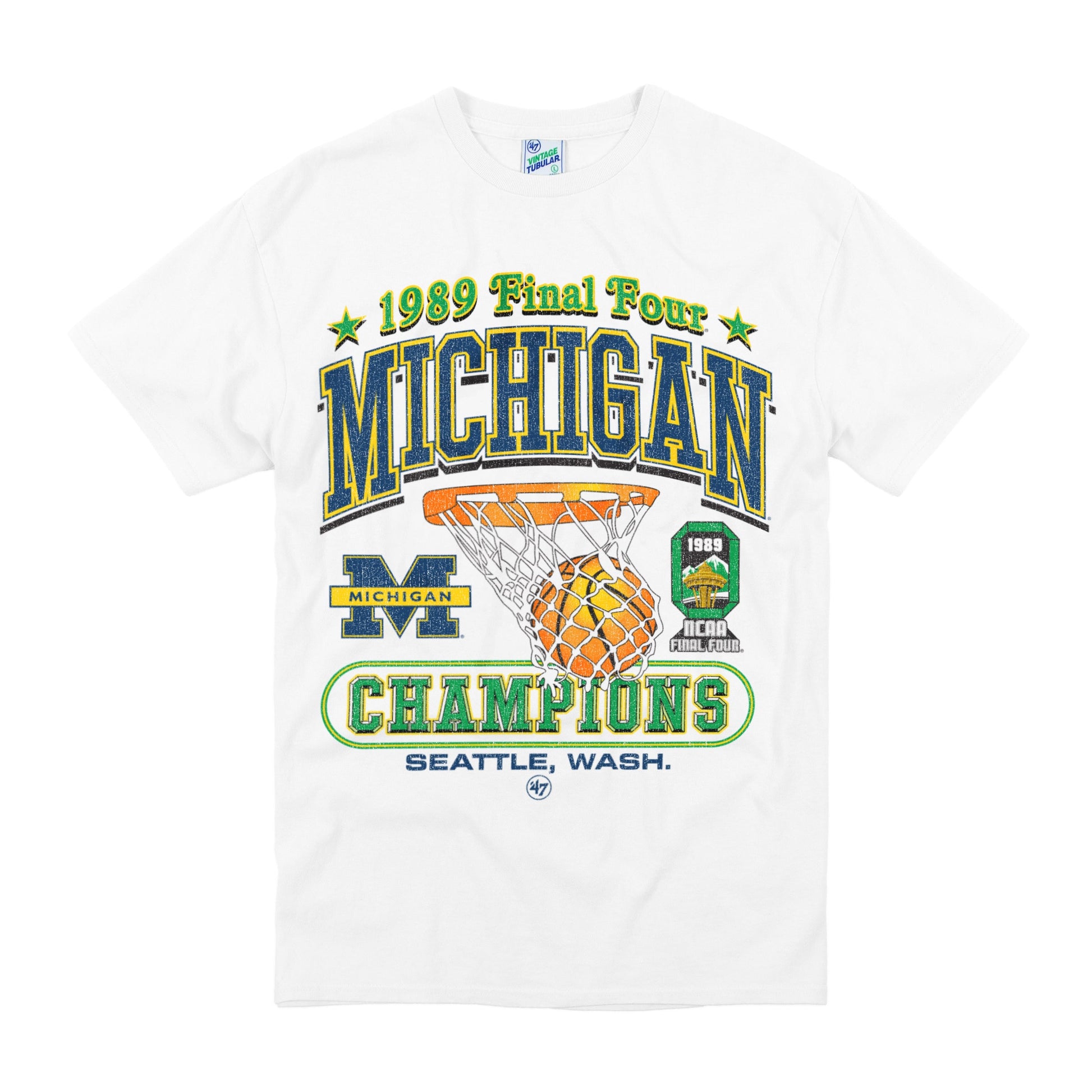 MICHIGAN WOLVERINES 1989 CHAMPS  VINTAGE TUBULAR TEE