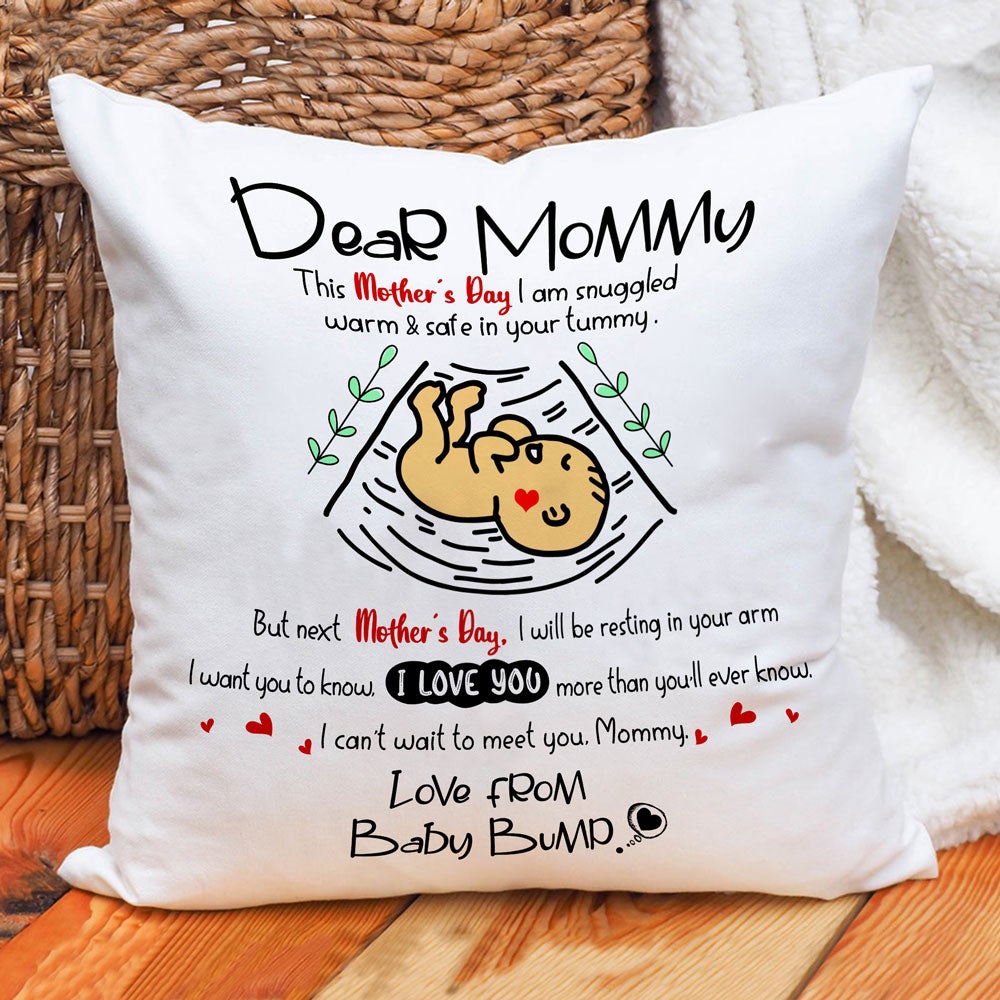 Throw Pillow - Mothers Day Gift For Mom To Be Dear Mommy I Cant Wait To Meet You Pillow - Siblingslove