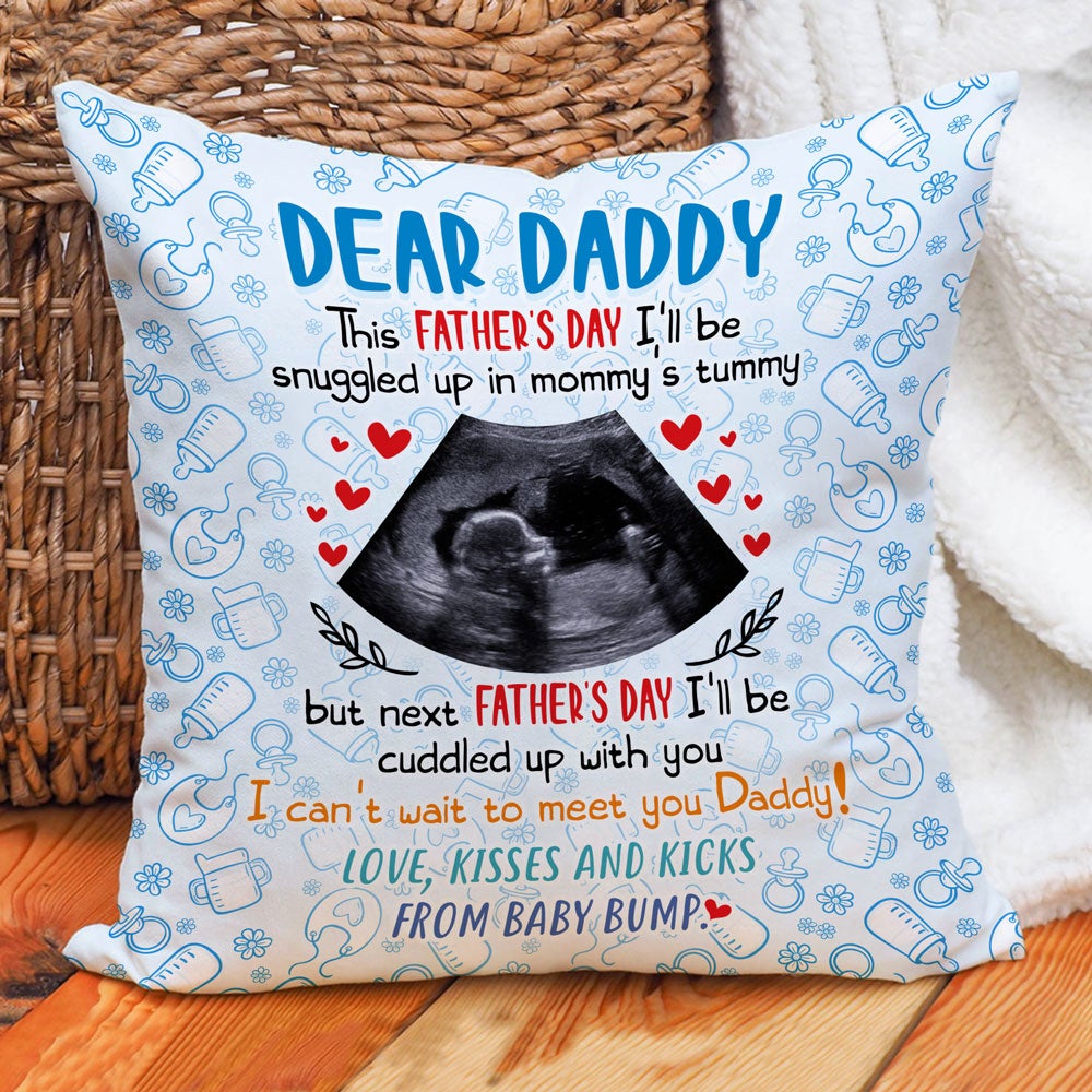 Throw Pillow - Personalized Gift For Expecting Dad Fathers Day From Baby Bump Pillow - Siblingslove