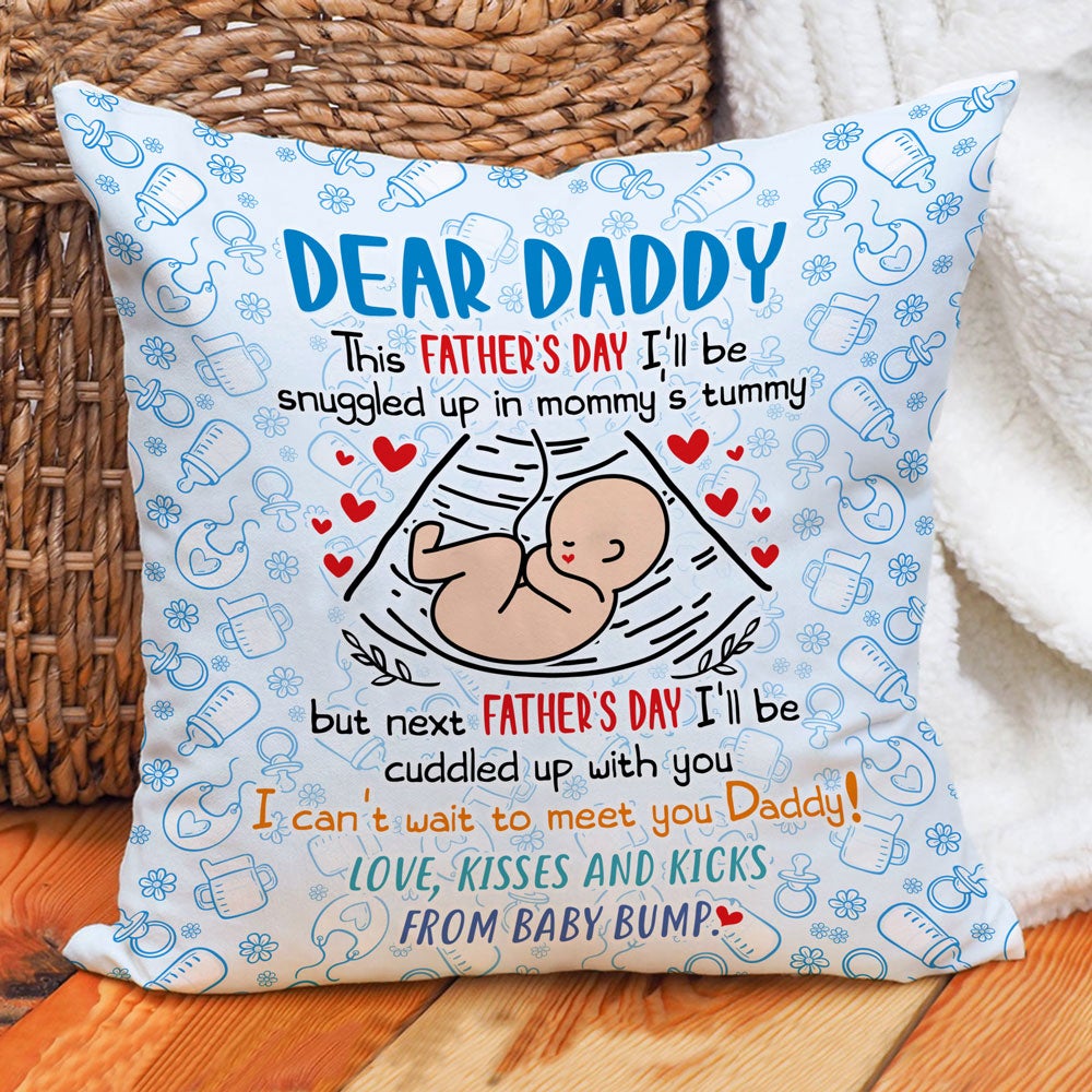 Throw Pillow - Gift For Dad To Be Fathers Day Ill Be Cuddled Up With You Pillow - Siblingslove