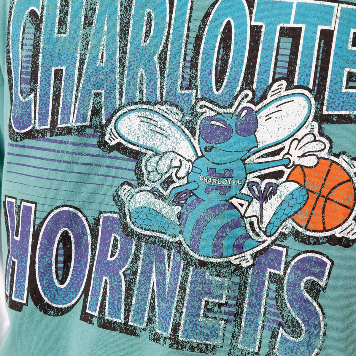 qt Trendy Charlotte Hornets Incline Stack Vintage Tee - Faded Aqua/Unisex Tee/3XL