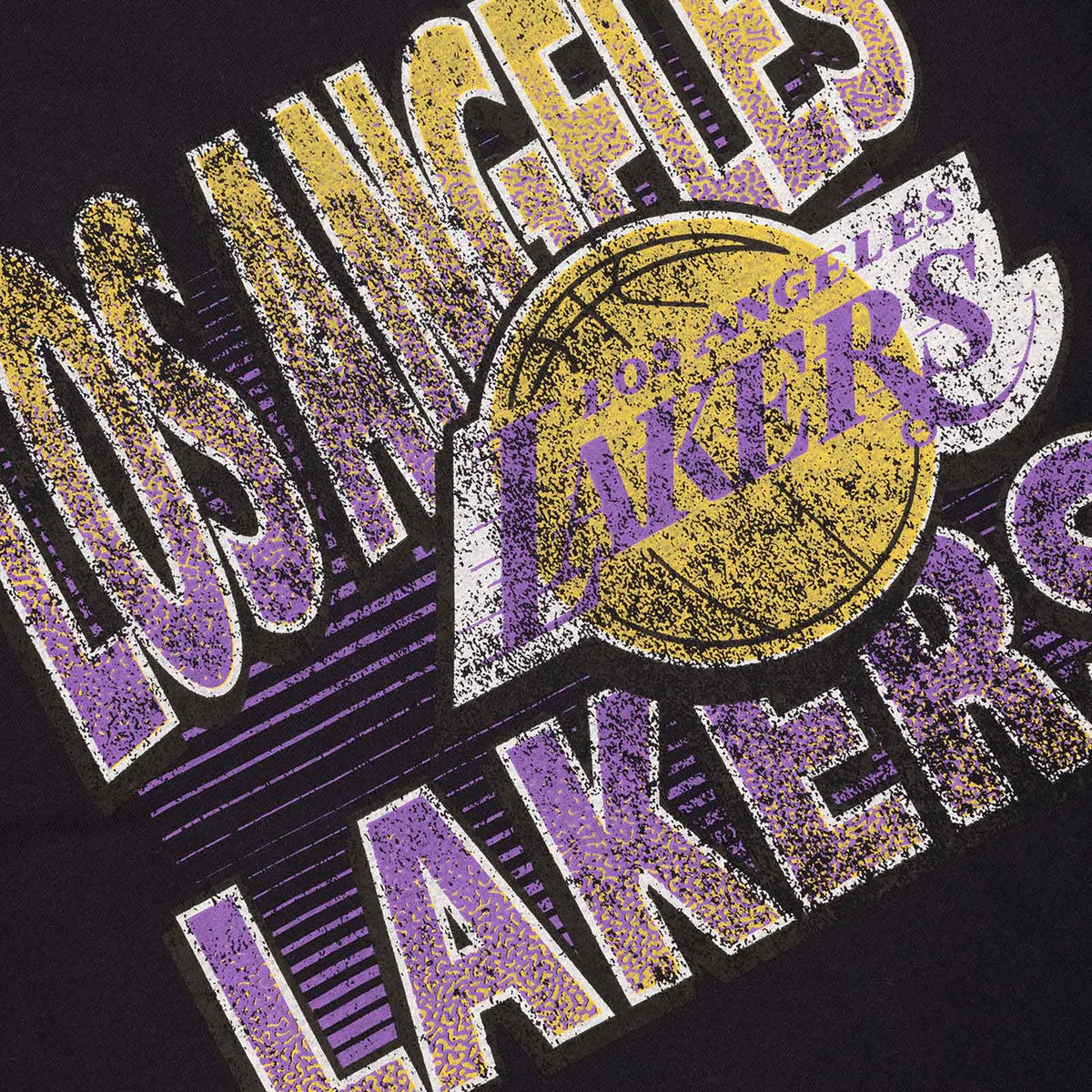 qt Trendy Los Angeles Lakers Incline Stack Vintage Tee - Faded Black/Unisex Tee/3XL