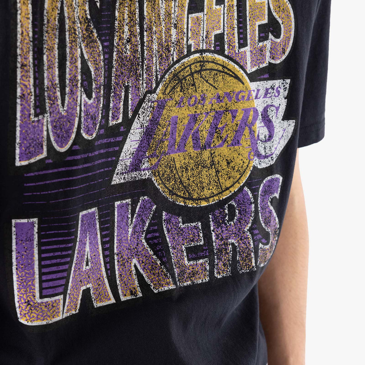 qt Trendy Los Angeles Lakers Incline Stack Vintage Tee - Faded Black/Unisex Tee/3XL
