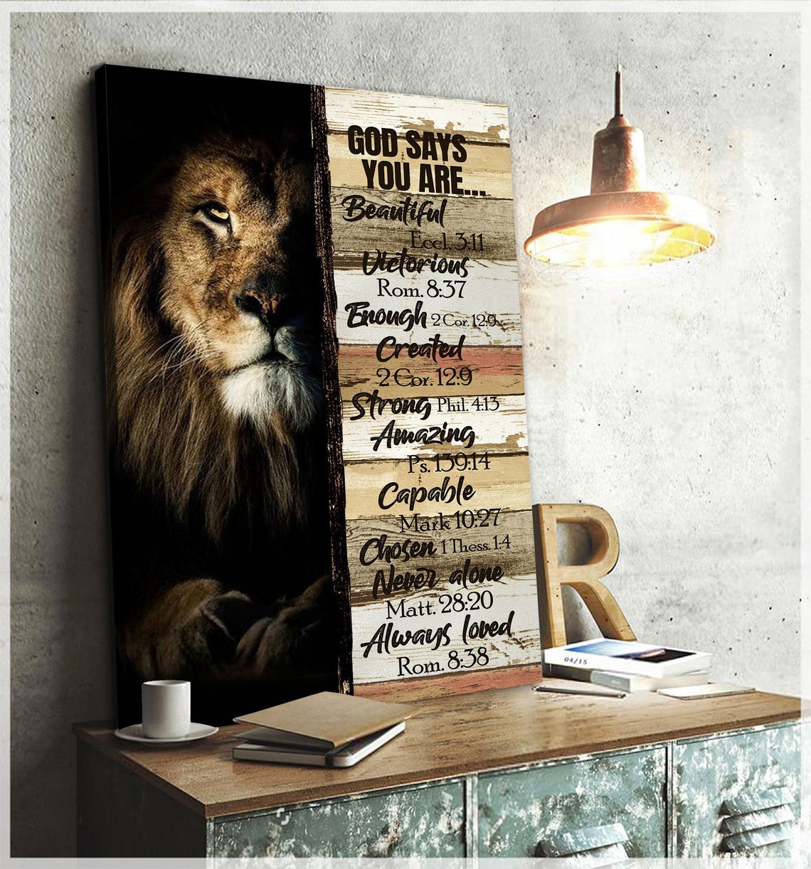 Jesus - God Say You Are - Lion And Jesus God Poster - Matte Canvas - Qttrendycustom