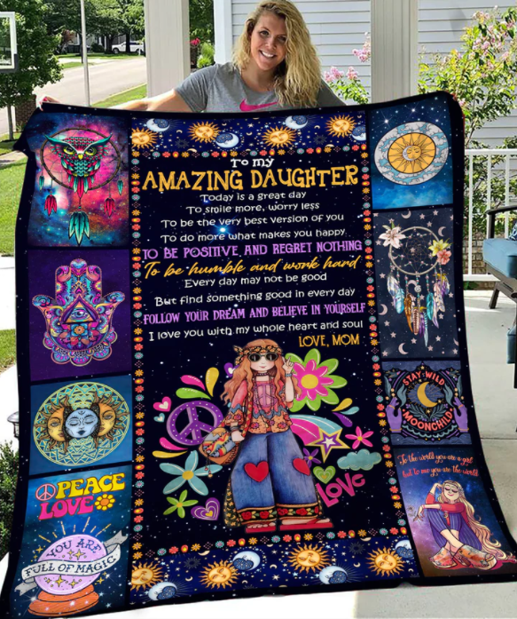 Gifts for Daughter From Mom - Be Positive, Regret Nothing  - Blanket - Qttrendycustom